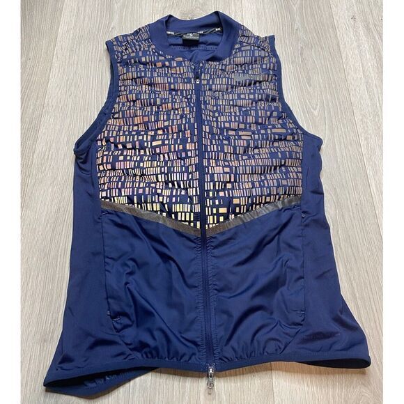 Nike Running Vest Men Small Blue Aeroloft Down Gilet Flash Reflective Vent Gilet